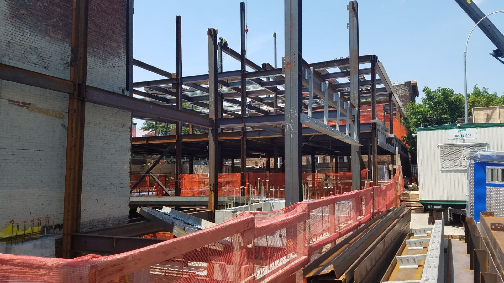 Structural steel frame erected by Metro Erectors crew